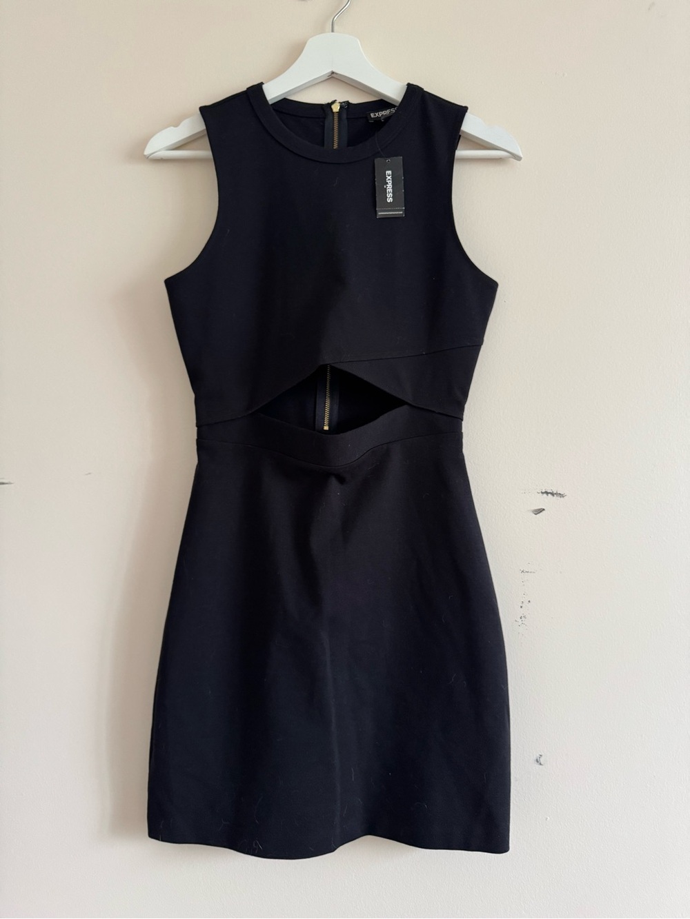 Express Black Sleeveless Mini Dress with Waist Cutout